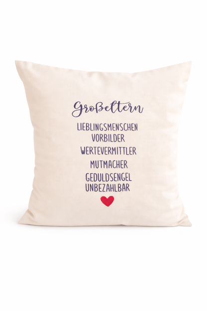 Kissenbezug Zierkissen 40x40 bestickt Baumwolle - Deko für Wohnzimmer Geschenk für Großeltern