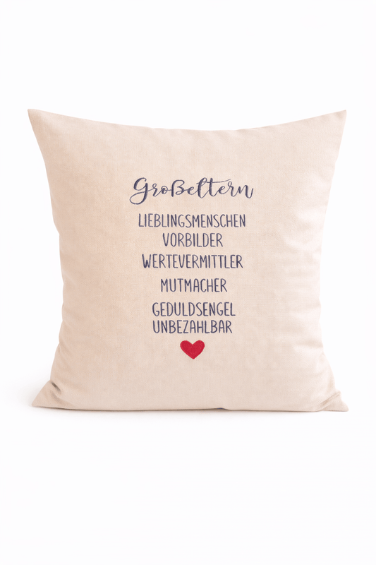 Kissenbezug Zierkissen 40x40 bestickt Baumwolle - Deko für Wohnzimmer Geschenk für Großeltern