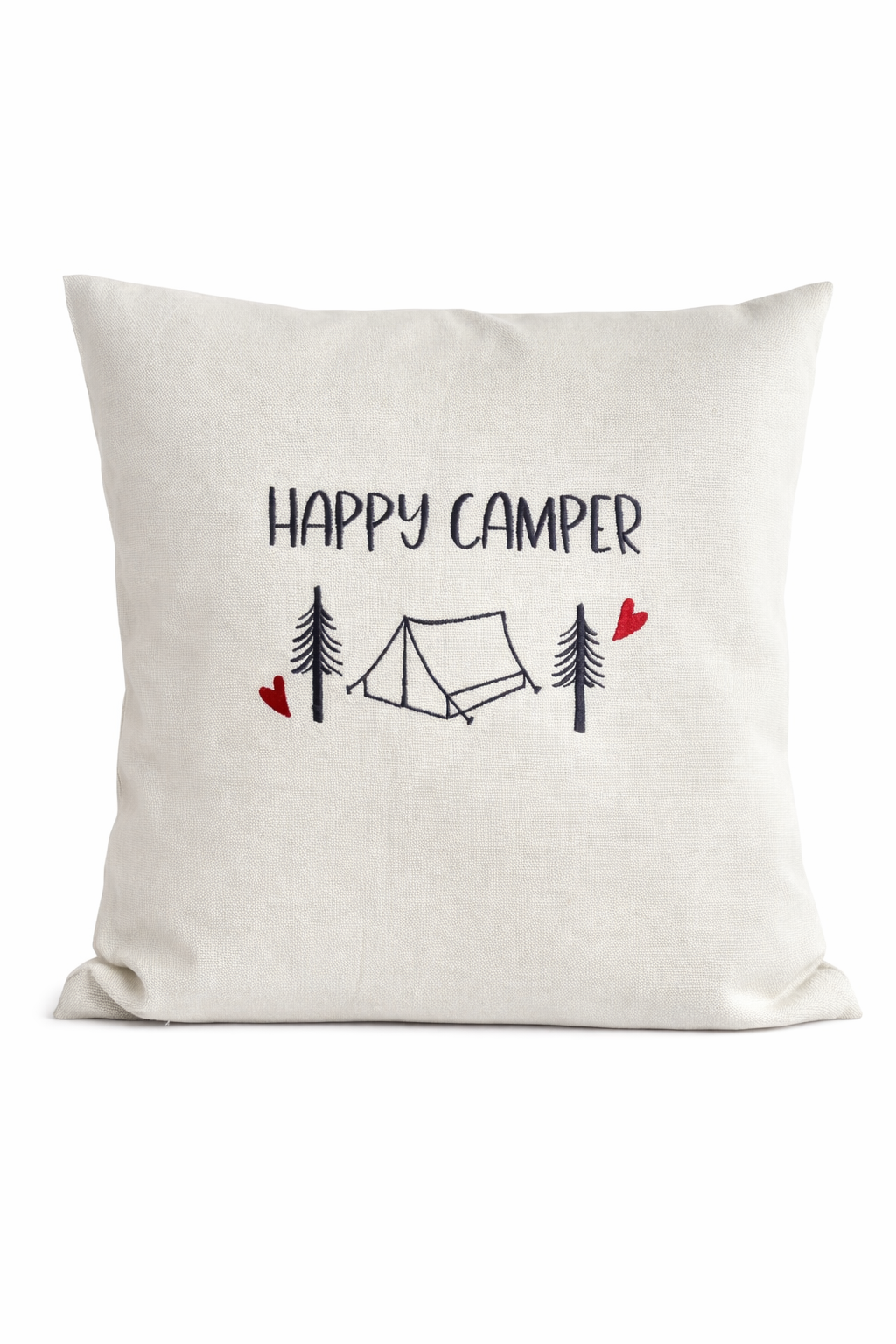 Kissenbezug Zierkissen 40x40 bestickt Baumwolle - Deko für Wohnzimmer Geschenk für Camper mit Zelt