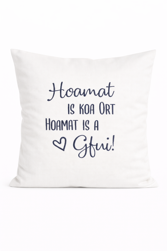 Kissenbezug Zierkissen 40x40 bestickt Baumwolle - Deko für Wohnzimmer Geschenk für Hoamat & Heimat