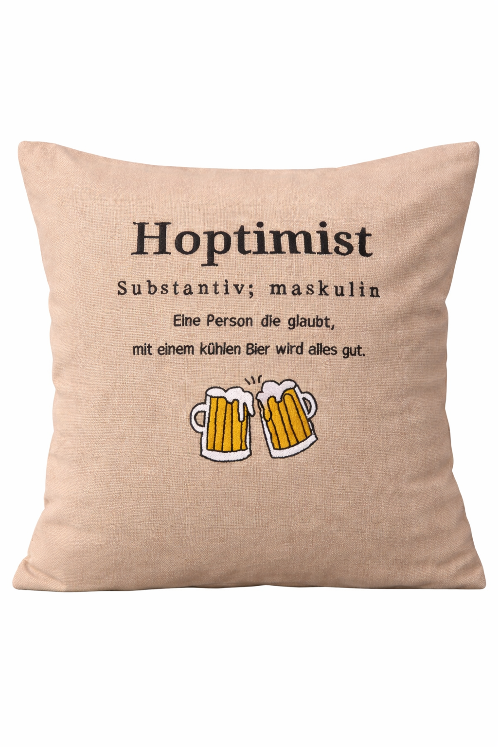 Kissenbezug Zierkissen 40x40 bestickt Baumwolle - Deko für Wohnzimmer Geschenk für wahre Bier Fans
