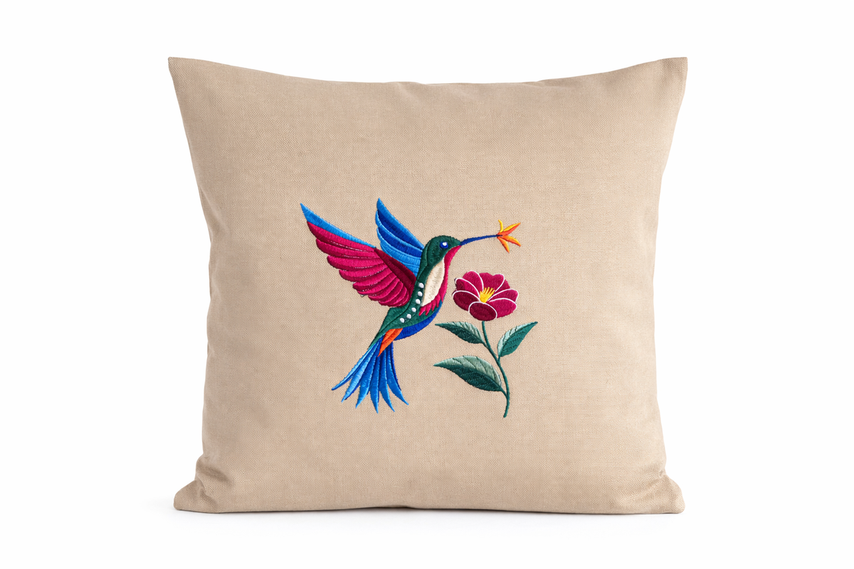 Kissenbezug Zierkissen 40x40 bestickt Baumwolle - Deko für Wohnzimmer Geschenk für Natur- & Vogelliebhaber