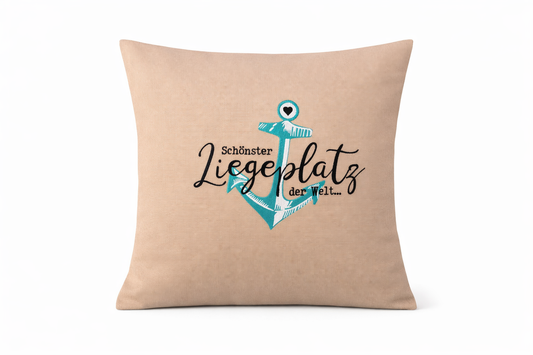 Kissenbezug Zierkissen 40x40 bestickt Baumwolle - Deko für Wohnzimmer/Boot Geschenk für Zuhause