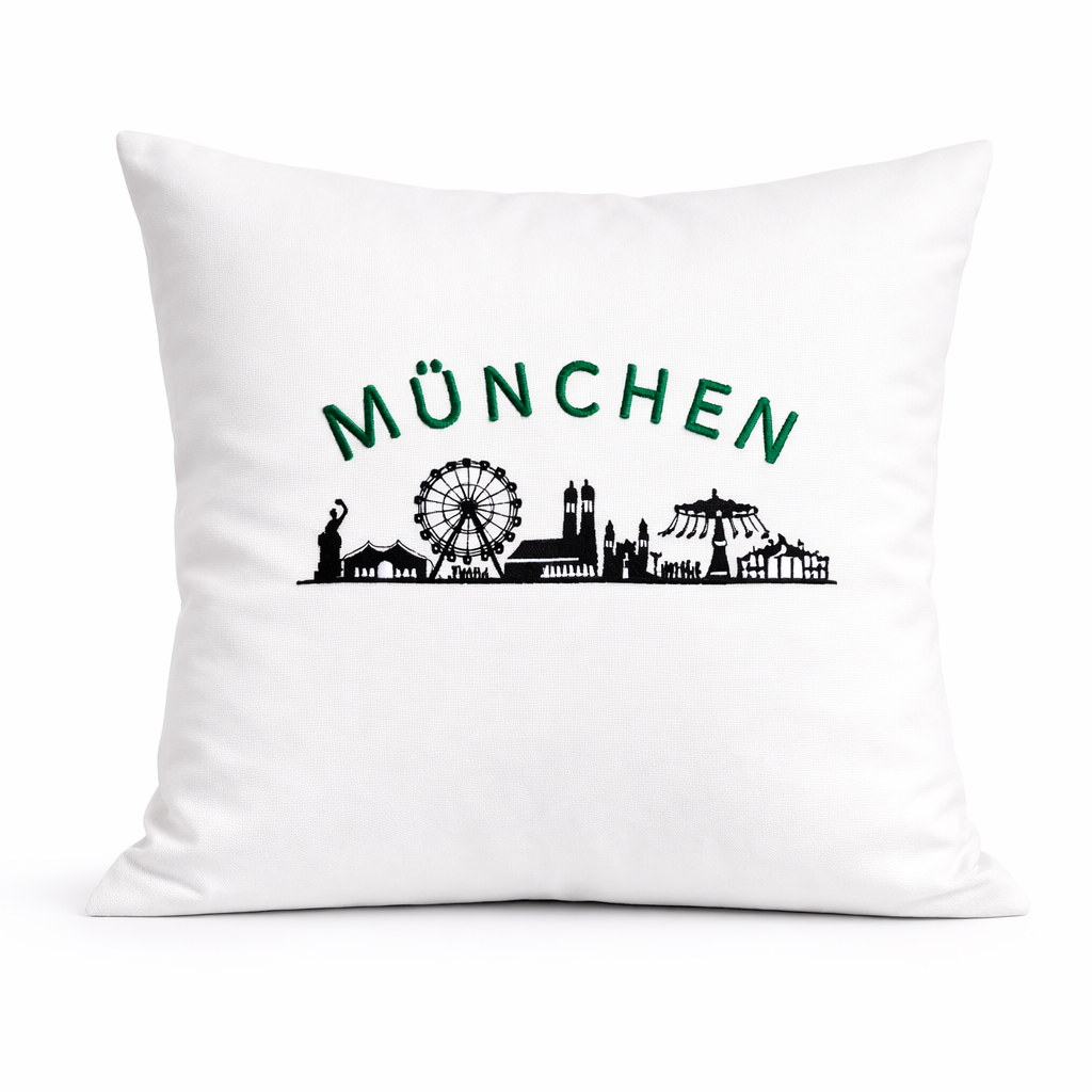 Kissenbezug Zierkissen 40x40 bestickt Baumwolle - Deko für Wohnzimmer Geschenk für München & Bayern Fans