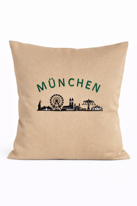 Kissenbezug Zierkissen 40x40 bestickt Baumwolle - Deko für Wohnzimmer Geschenk für München & Bayern Fans