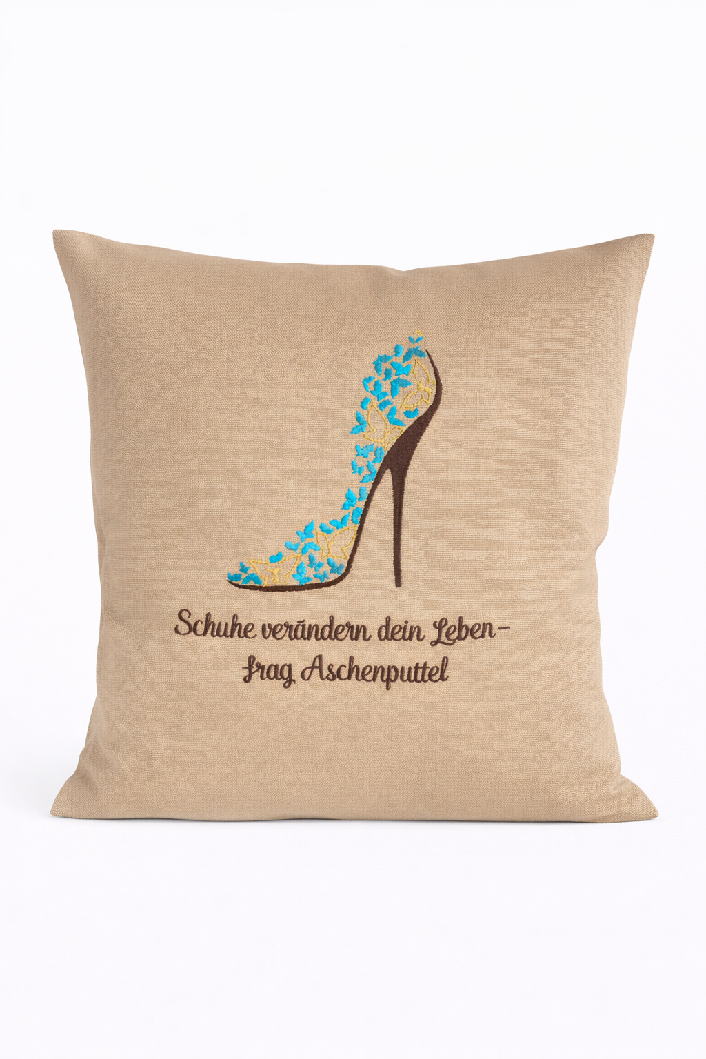 Kissenbezug Zierkissen 40x40 bestickt Baumwolle - Deko für Wohnzimmer Geschenk für Schuhliebhaber