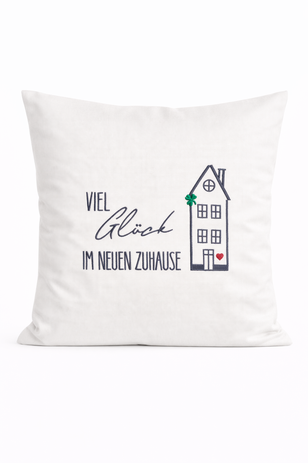 Kissenbezug Zierkissen 40x40 bestickt Baumwolle - Deko für Wohnzimmer Geschenk für Einzug Zuhause