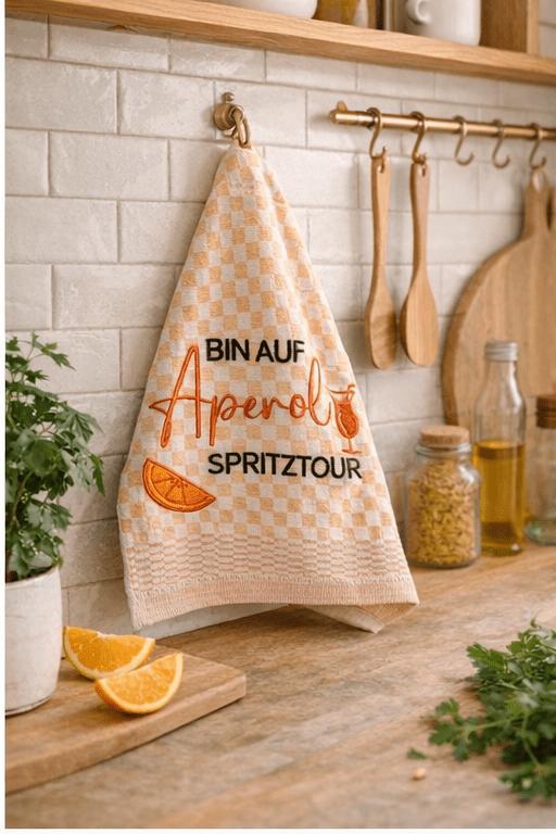 Geschirrtuch bestickt 50x70 Baumwolle für Aperol Fans