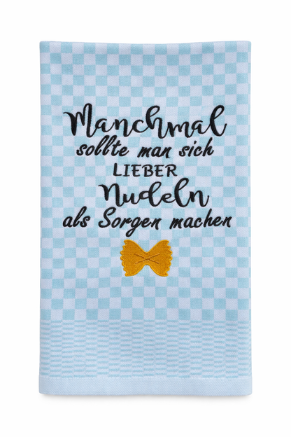 Geschirrtuch Küchenhandtuch bestickt 50x70 Baumwolle Küchendeko Geschenk für Nudelliebhaber