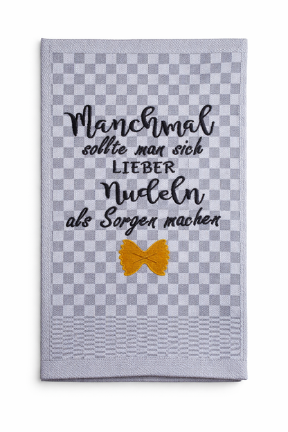 Geschirrtuch Küchenhandtuch bestickt 50x70 Baumwolle Küchendeko Geschenk für Nudelliebhaber