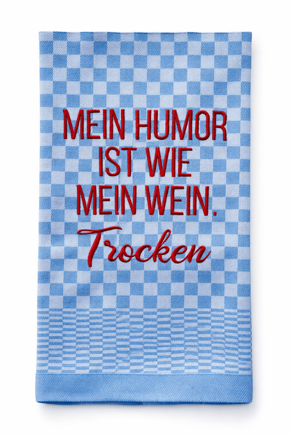 Geschirrtuch Küchenhandtuch bestickt 50x70 Baumwolle Küchendeko Geschenk für Weinliebhaber mit Humor