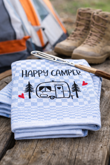 Geschirrtuch Küchenhandtuch bestickt 50x70 Baumwolle Küchendeko Geschenk für Camper mit Wohnwagen