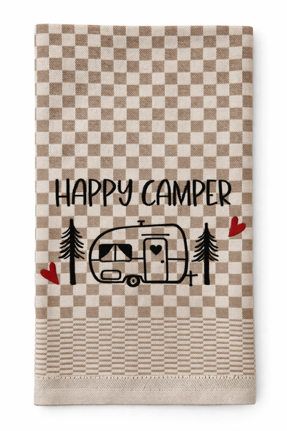 Geschirrtuch Küchenhandtuch bestickt 50x70 Baumwolle Küchendeko Geschenk für Camper mit Wohnwagen