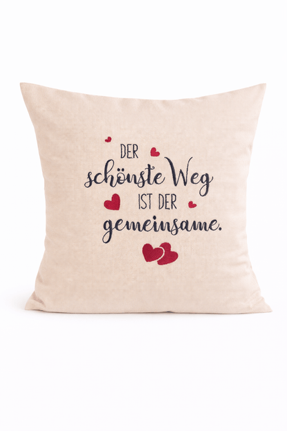 Kissenbezug Zierkissen 40x40 bestickt Baumwolle - Deko für Wohnzimmer Geschenk Hochzeit Jahrestag
