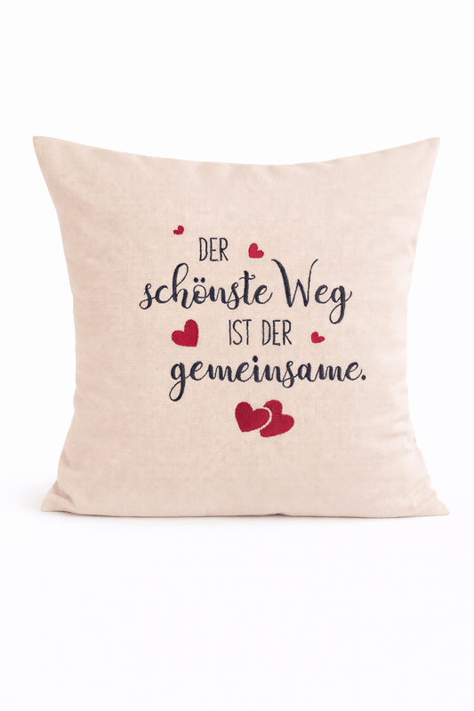 Kissenbezug Zierkissen 40x40 bestickt Baumwolle - Deko für Wohnzimmer Geschenk Hochzeit Jahrestag