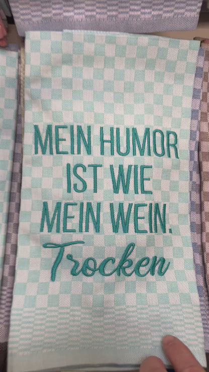 Geschirrtuch Küchenhandtuch bestickt 50x70 Baumwolle Küchendeko Geschenk für Weinliebhaber mit Humor