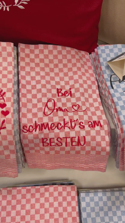 Geschirrtuch Küchenhandtuch bestickt 50x70 Baumwolle Küchendeko Geschenk für Oma Großmutter