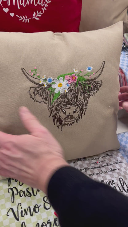 Kissenbezug Zierkissen 40x40 bestickt Baumwolle - Deko für Wohnzimmer Geschenk im Landhausstil