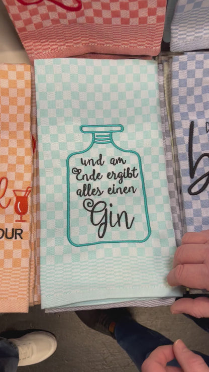 Geschirrtuch Küchenhandtuch bestickt 50x70 Baumwolle Küchendeko Geschenk für Ginliebhaber