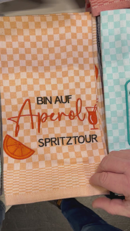 Geschirrtuch bestickt 50x70 Baumwolle für Aperol Fans