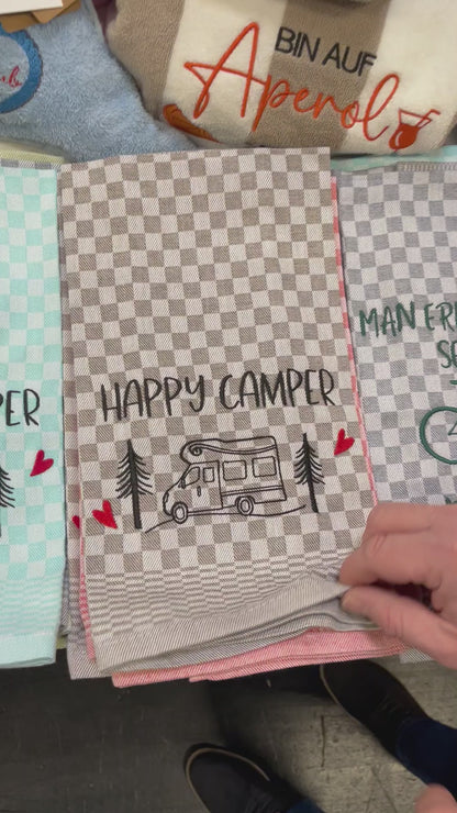 Geschirrtuch Küchenhandtuch bestickt 50x70 Baumwolle Küchendeko Geschenk für Camper mit Wohnmobil