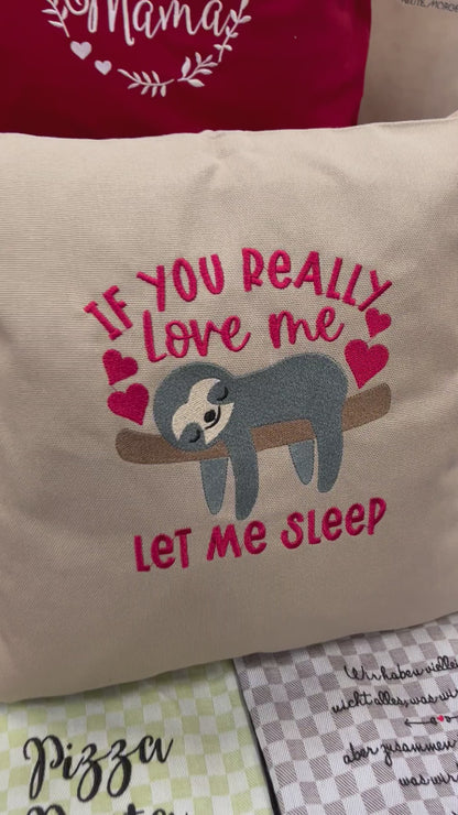 Kissenbezug Zierkissen 40x40 bestickt Baumwolle - Deko für Wohnzimmer Geschenk für Faultier-Fans & Vielschläfer