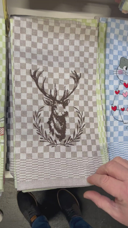 Geschirrtuch Küchenhandtuch bestickt 50x70 Baumwolle Küchendeko Geschenk für Jäger Waldliebhaber