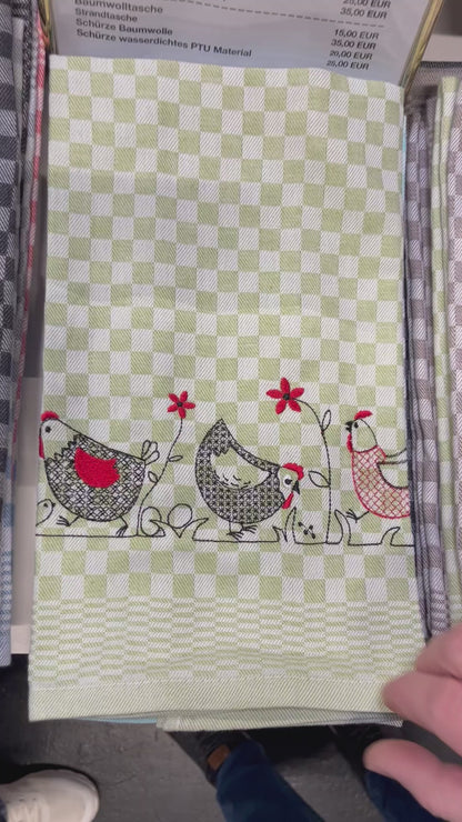 Geschirrtuch Küchenhandtuch bestickt 50x70 Baumwolle Küchendeko Geschenk für Landhaus Hühner-Fans