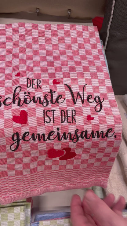 Geschirrtuch Küchenhandtuch bestickt 50x70 Baumwolle Küchendeko Geschenk für Familie Hochzeit Der schönste Weg ist der gemeinsame