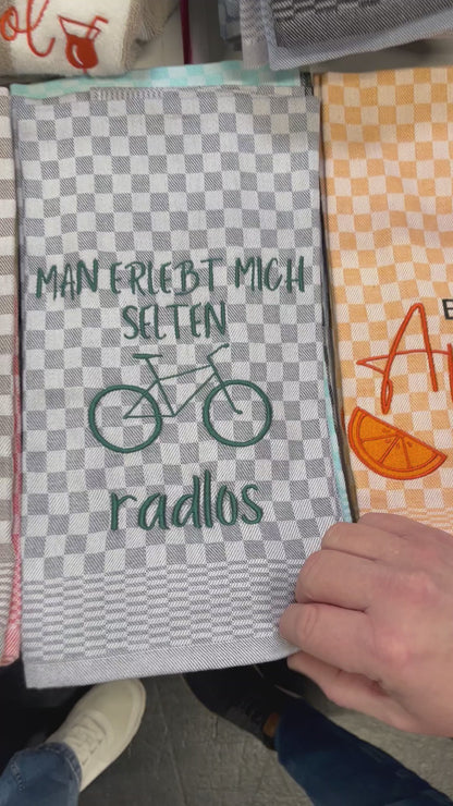 Geschirrtuch Küchenhandtuch bestickt 50x70 Baumwolle Küchendeko Geschenk für Radfahrer Radlos