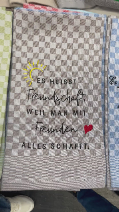 Geschirrtuch Küchenhandtuch bestickt 50x70 Baumwolle Küchendeko Geschenk für Freunde Freundschaft