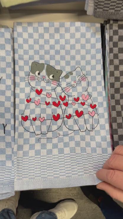 Geschirrtuch Küchenhandtuch bestickt 50x70 Baumwolle Küchendeko Geschenk für Katzenliebhaber