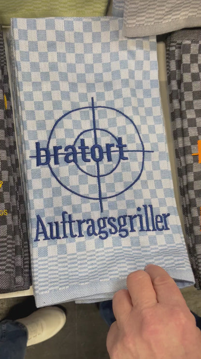 Geschirrtuch Küchenhandtuch bestickt 50x70 Baumwolle Küchendeko Geschenk für Griller Grillmeister Bratort
