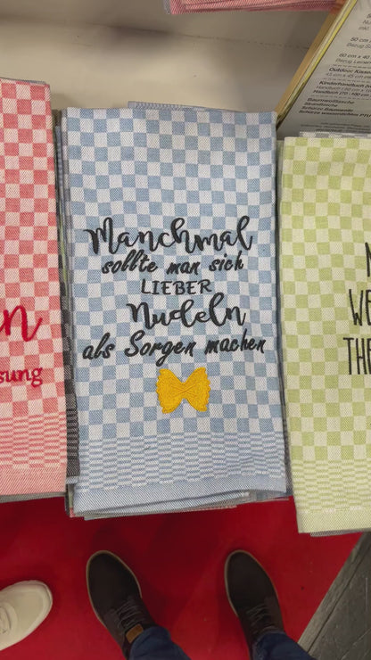 Geschirrtuch Küchenhandtuch bestickt 50x70 Baumwolle Küchendeko Geschenk für Nudelliebhaber