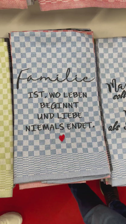 Geschirrtuch Küchenhandtuch bestickt 50x70 Baumwolle Küchendeko Geschenk für Familienmitglieder Familie ist...