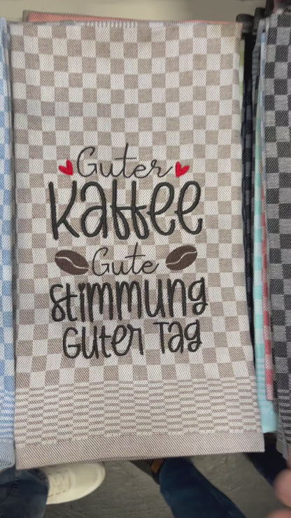 Geschirrtuch Küchenhandtuch bestickt 50x70 Baumwolle Küchendeko Geschenk für Kaffeeliebhaber