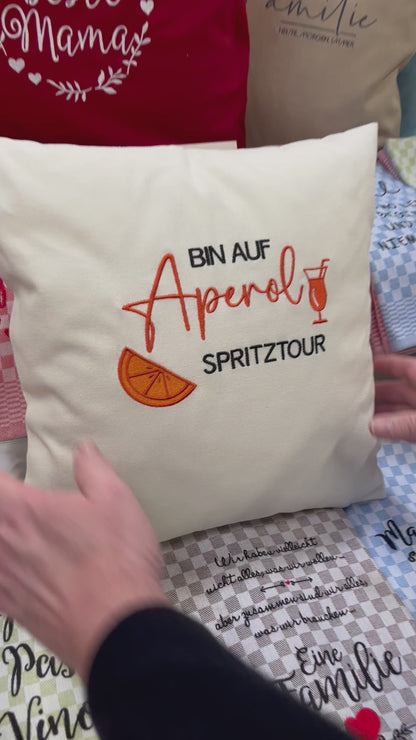 Kissenbezug 40x40 bestickt Baumwolle für Aperol Fans