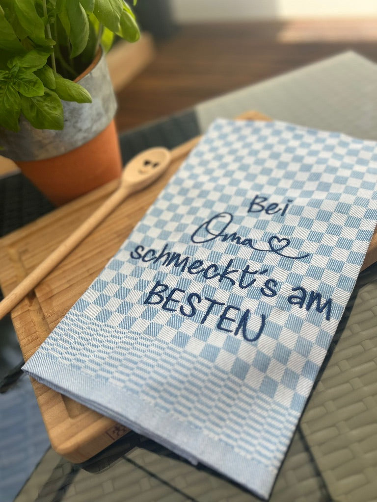 Geschirrtuch Küchenhandtuch bestickt 50x70 Baumwolle Küchendeko Geschenk für Oma Großmutter