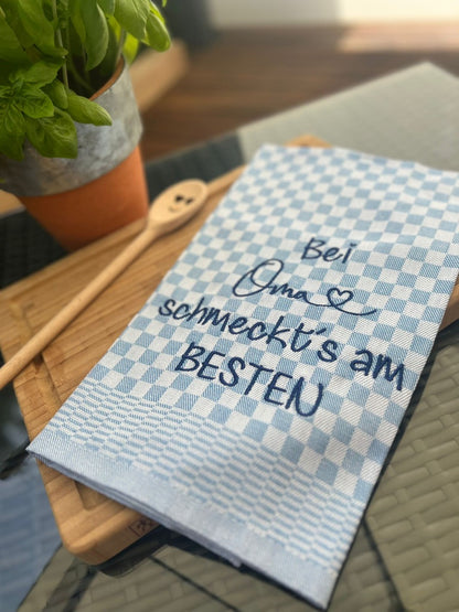 Geschirrtuch Küchenhandtuch bestickt 50x70 Baumwolle Küchendeko Geschenk für Oma Großmutter