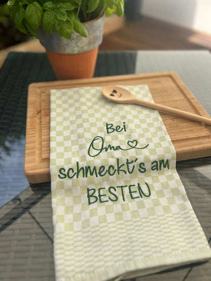 Geschirrtuch Küchenhandtuch bestickt 50x70 Baumwolle Küchendeko Geschenk für Oma Großmutter
