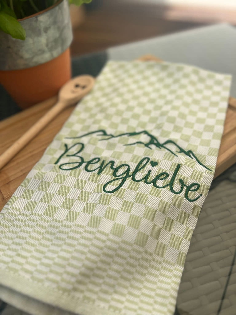 Geschirrtuch Küchenhandtuch bestickt 50x70 Baumwolle Küchendeko Geschenk für Bergliebhaber Bergliebe