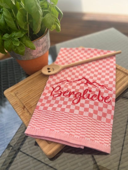 Geschirrtuch Küchenhandtuch bestickt 50x70 Baumwolle Küchendeko Geschenk für Bergliebhaber Bergliebe
