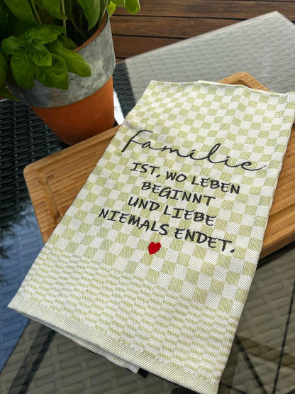 Geschirrtuch Küchenhandtuch bestickt 50x70 Baumwolle Küchendeko Geschenk für Familienmitglieder Familie ist...