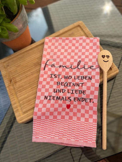 Geschirrtuch Küchenhandtuch bestickt 50x70 Baumwolle Küchendeko Geschenk für Familienmitglieder Familie ist...